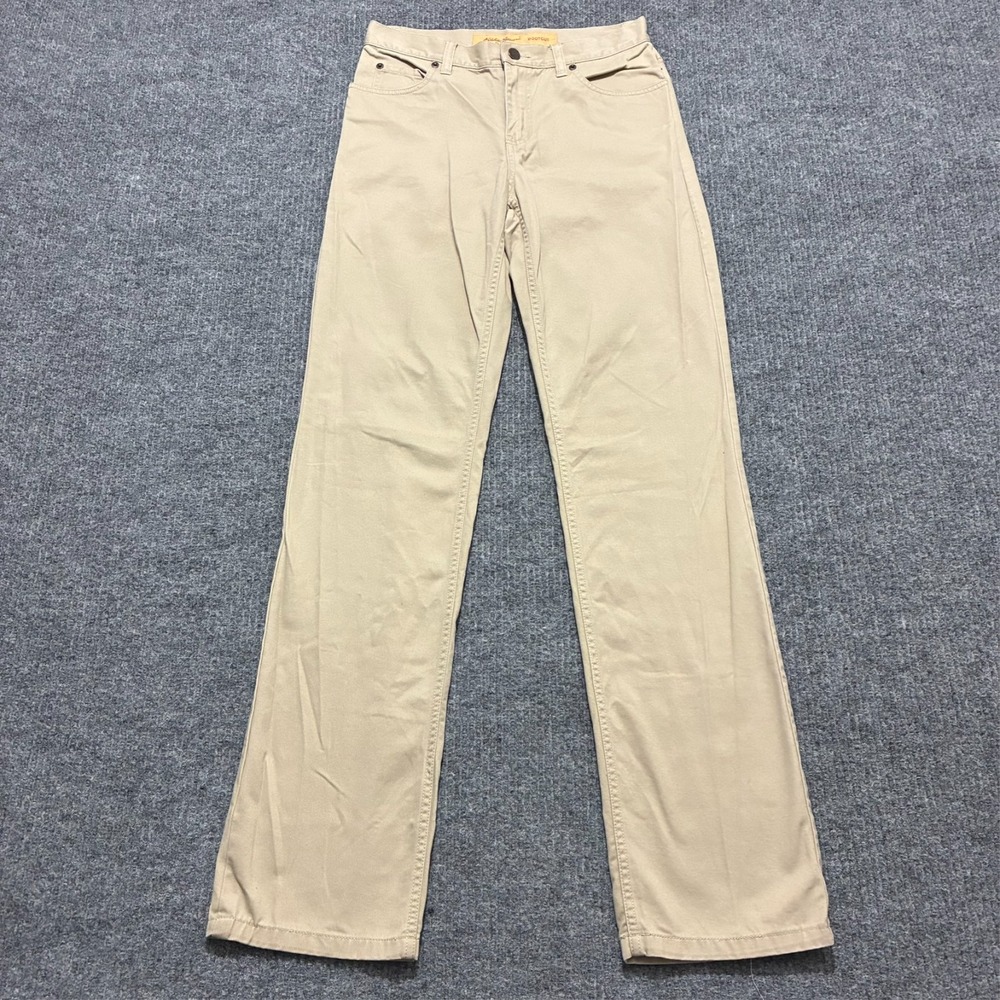 Eddie Bauer Womens Bootcut Pants Actual W29" Khaki Flat Front Mid Rise